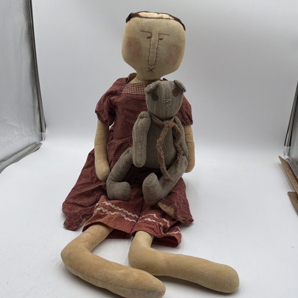 Rare 32" Mary Claire Primitive Doll Honey and Me Lisa Liffick Design Retired